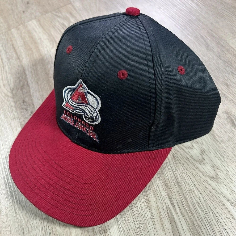 VTG Colorado Avalanche Snapback Hat NHL Hockey Twins‎ Black Cap